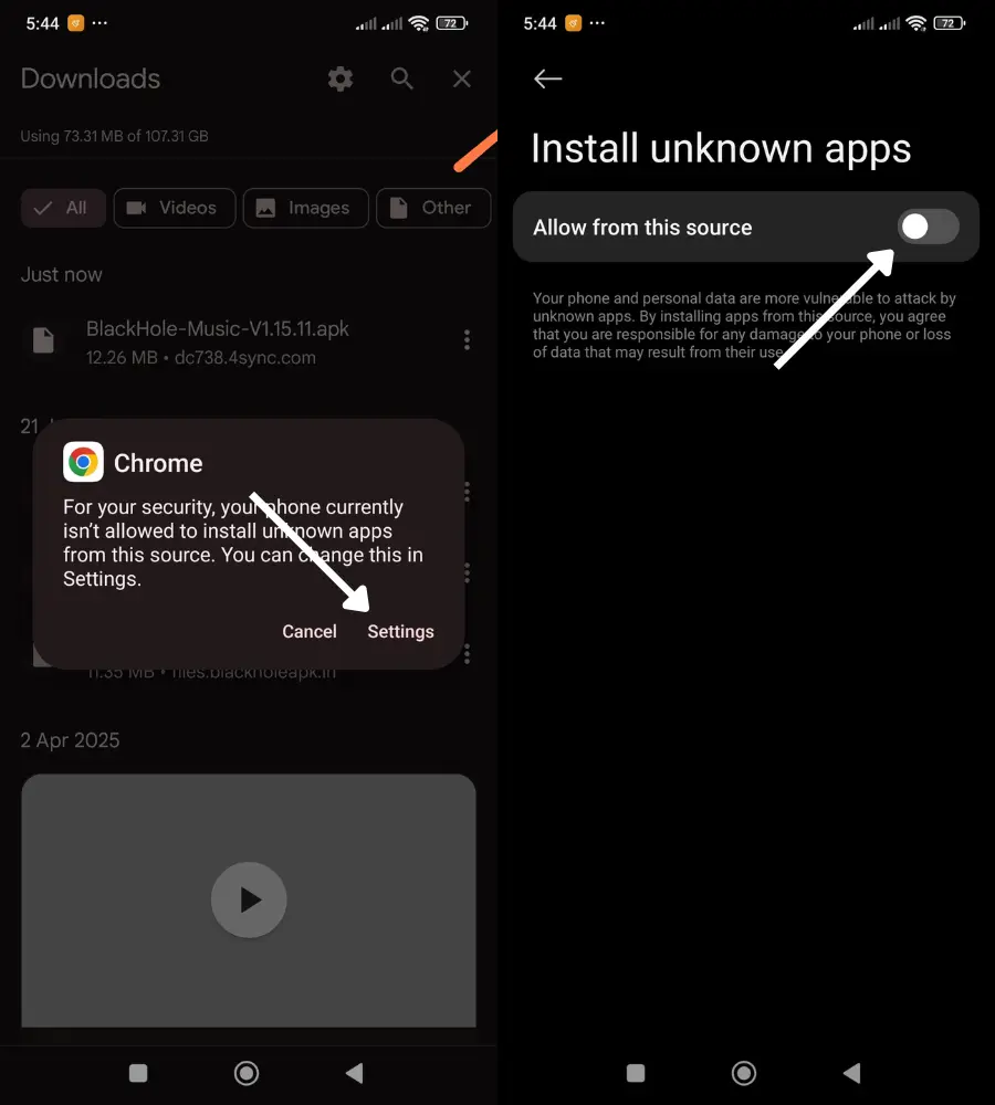 enable unkown sources option
